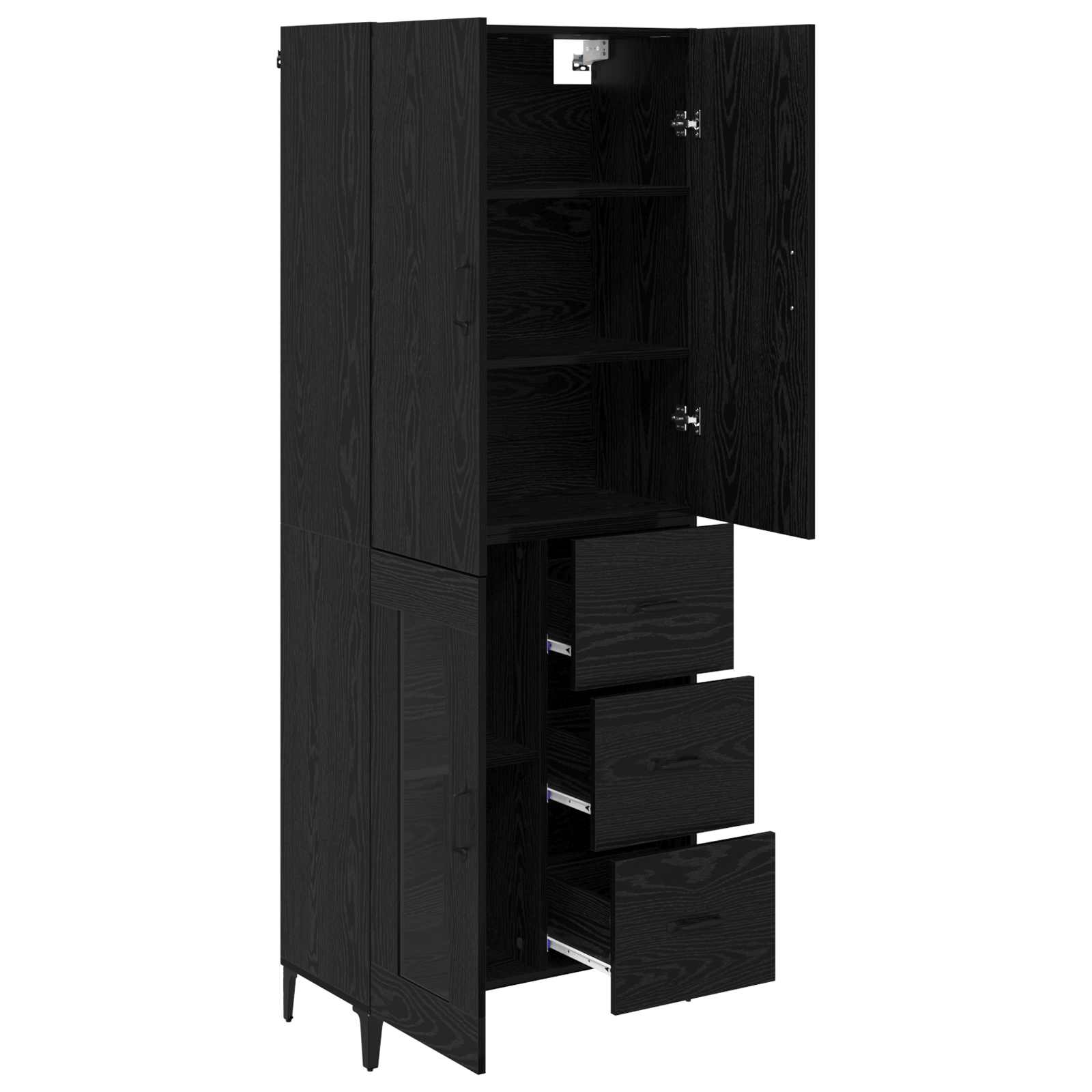 Highboard Schwarz Eichen-Optik 69,5 x 34 x 180 cm Holzwerkstoff
