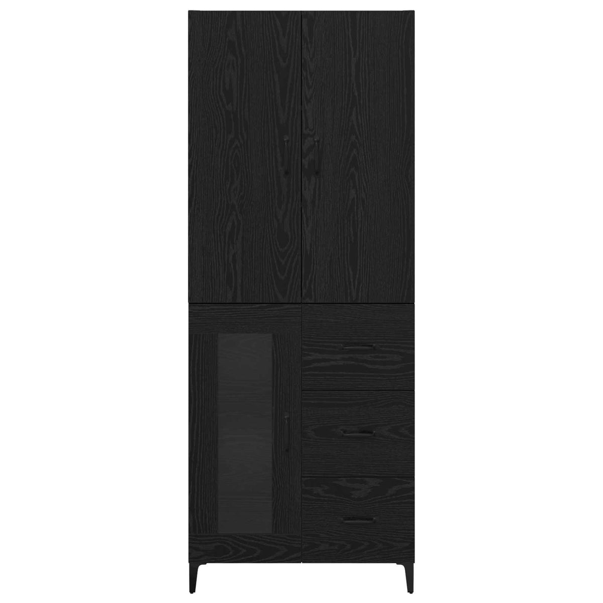 Highboard Schwarz Eichen-Optik 69,5 x 34 x 180 cm Holzwerkstoff