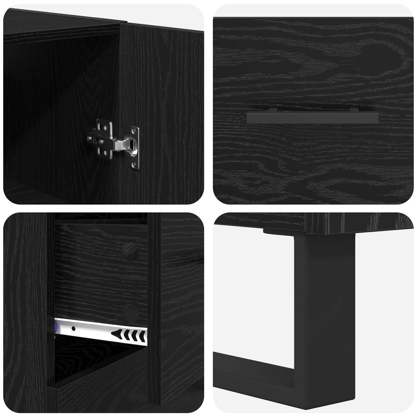 Highboard 2 stk. Schwarz Eichen-Optik 69,5 x 34 x 180 cm