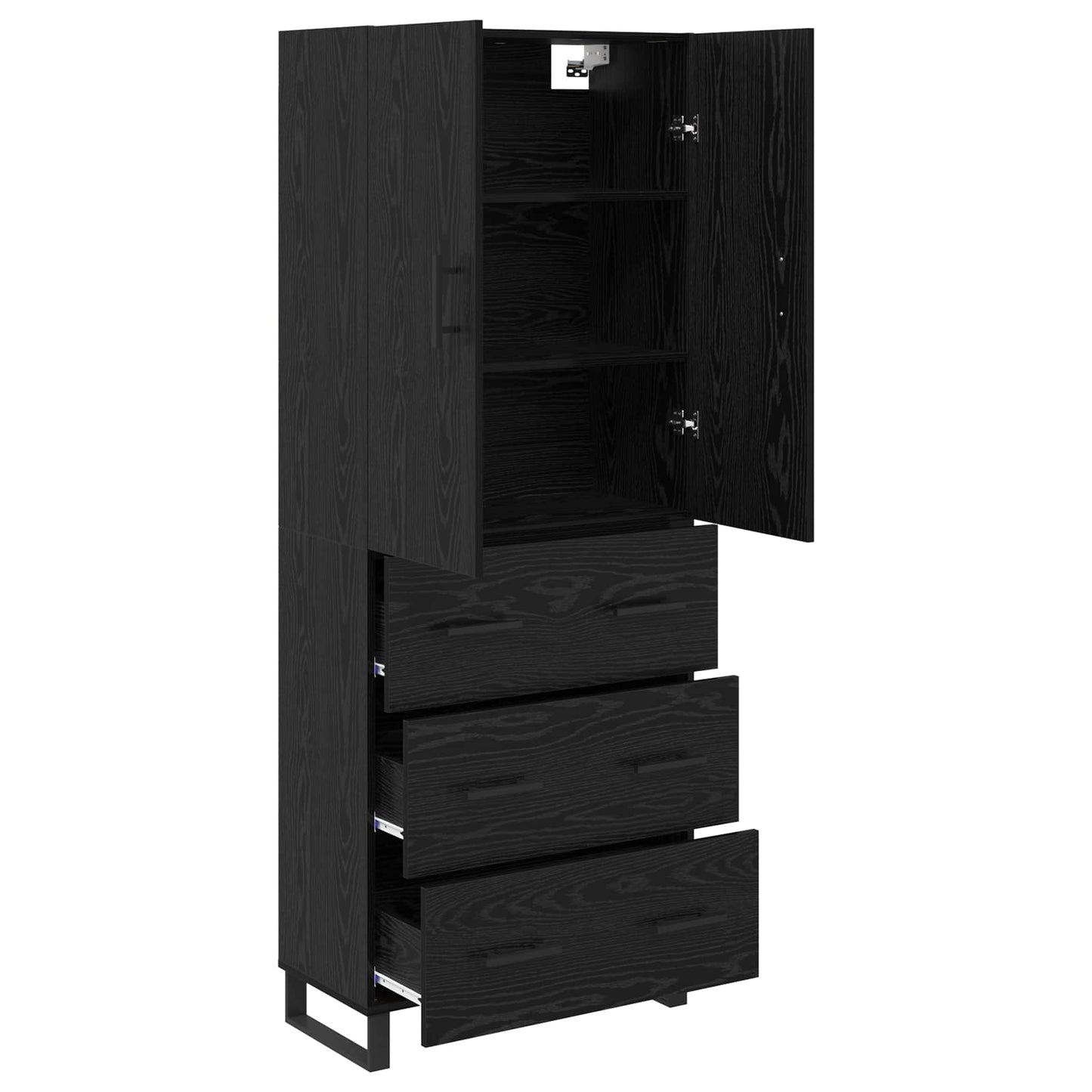 Highboard 2 stk. Schwarz Eichen-Optik 69,5 x 34 x 180 cm
