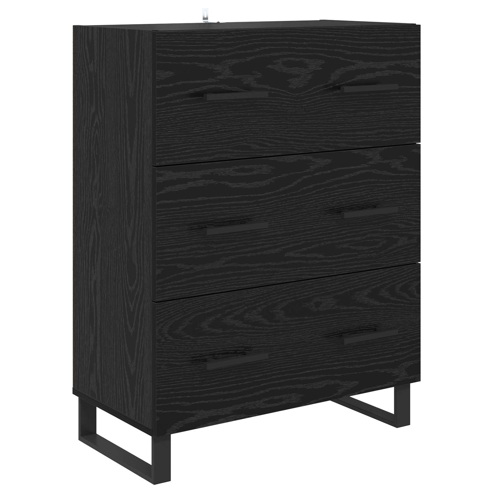 Highboard 2 stk. Schwarz Eichen-Optik 69,5 x 34 x 180 cm