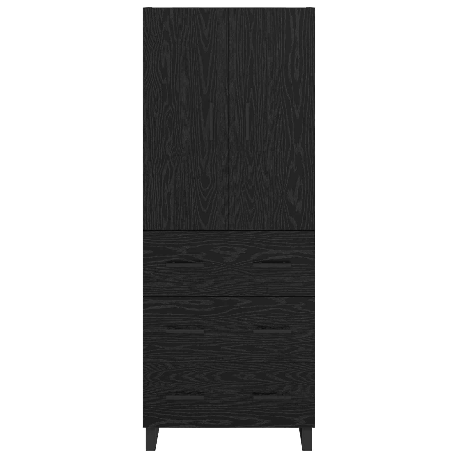Highboard 2 stk. Schwarz Eichen-Optik 69,5 x 34 x 180 cm
