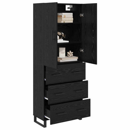 Highboard 2 stk. Schwarz Eichen-Optik 69,5 x 34 x 180 cm