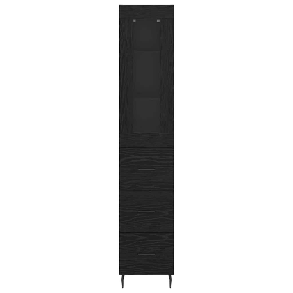 Highboard Schwarz Eichen-Optik 34,5 x 34 x 180 cm Holzwerkstoff