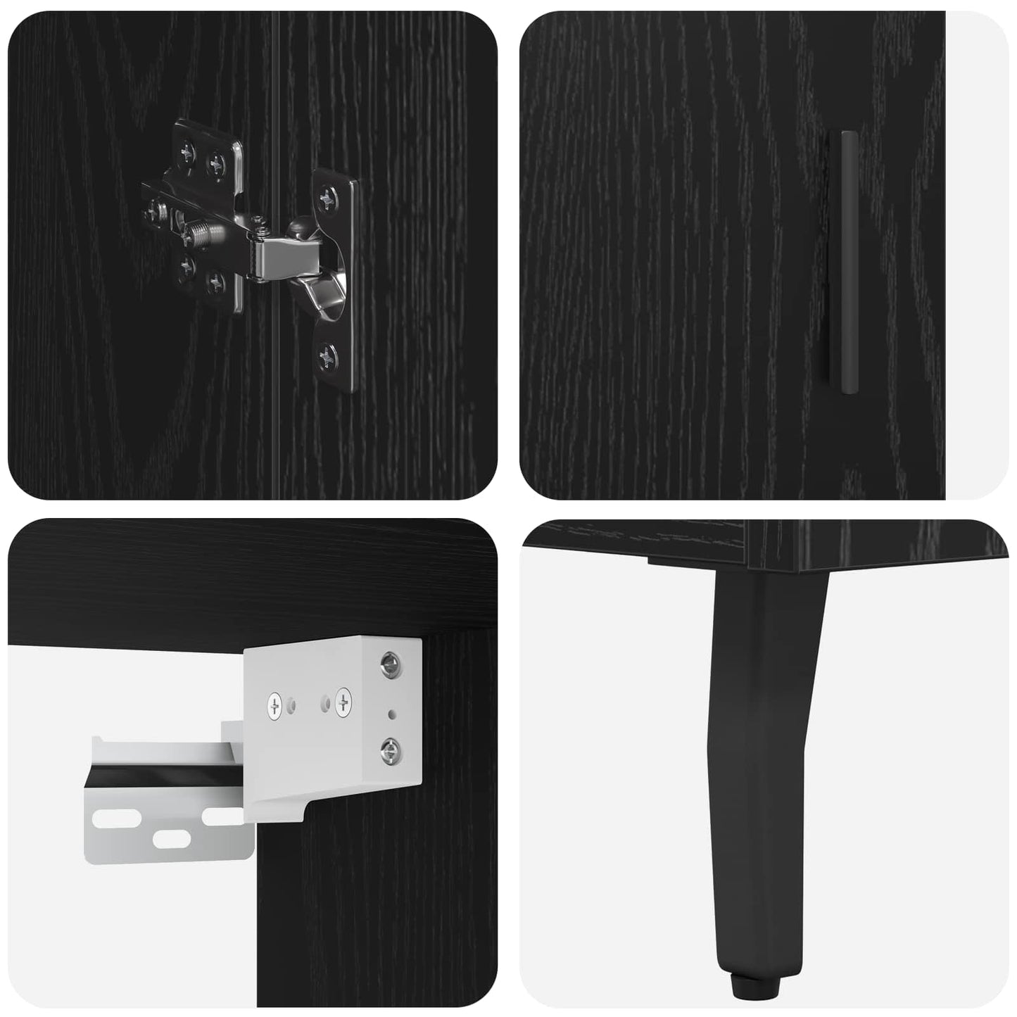 Highboard 2 stk. Schwarz Eichen-Optik 69,5 x 34 x 180 cm