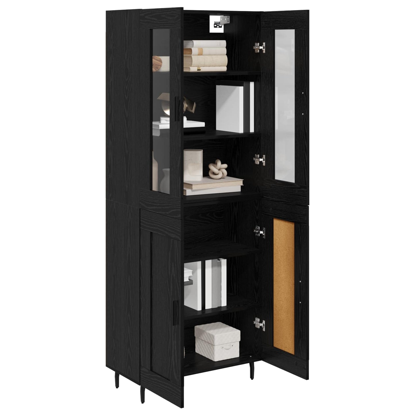 Highboard 2 stk. Schwarz Eichen-Optik 69,5 x 34 x 180 cm
