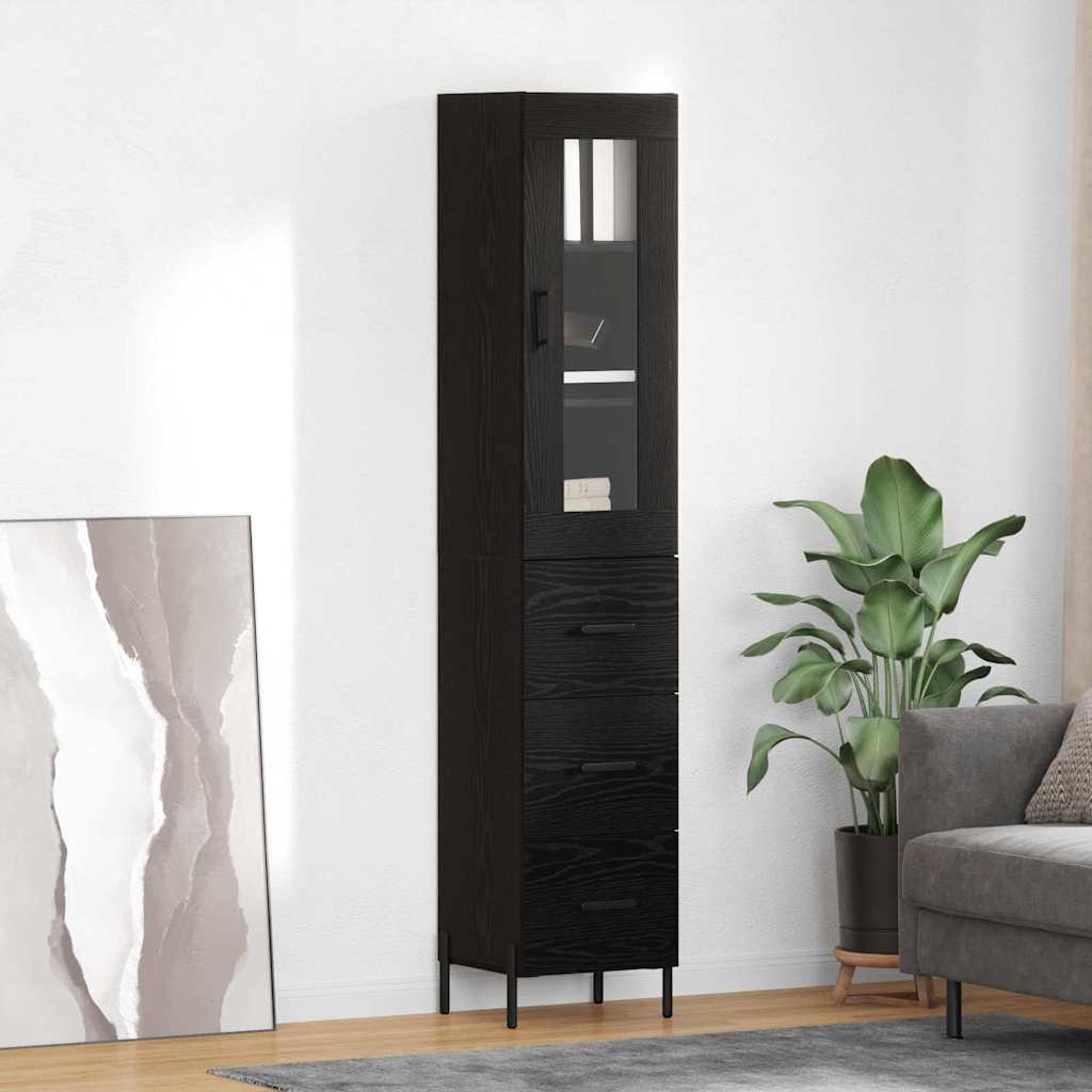 Highboard Schwarz Eichen-Optik 34,5 x 34 x 180 cm Holzwerkstoff