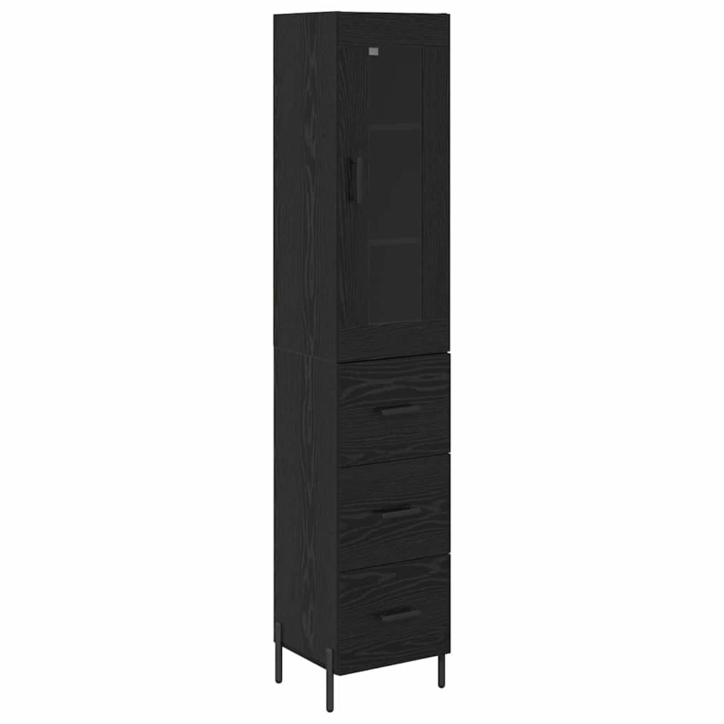 Highboard Schwarz Eichen-Optik 34,5 x 34 x 180 cm Holzwerkstoff