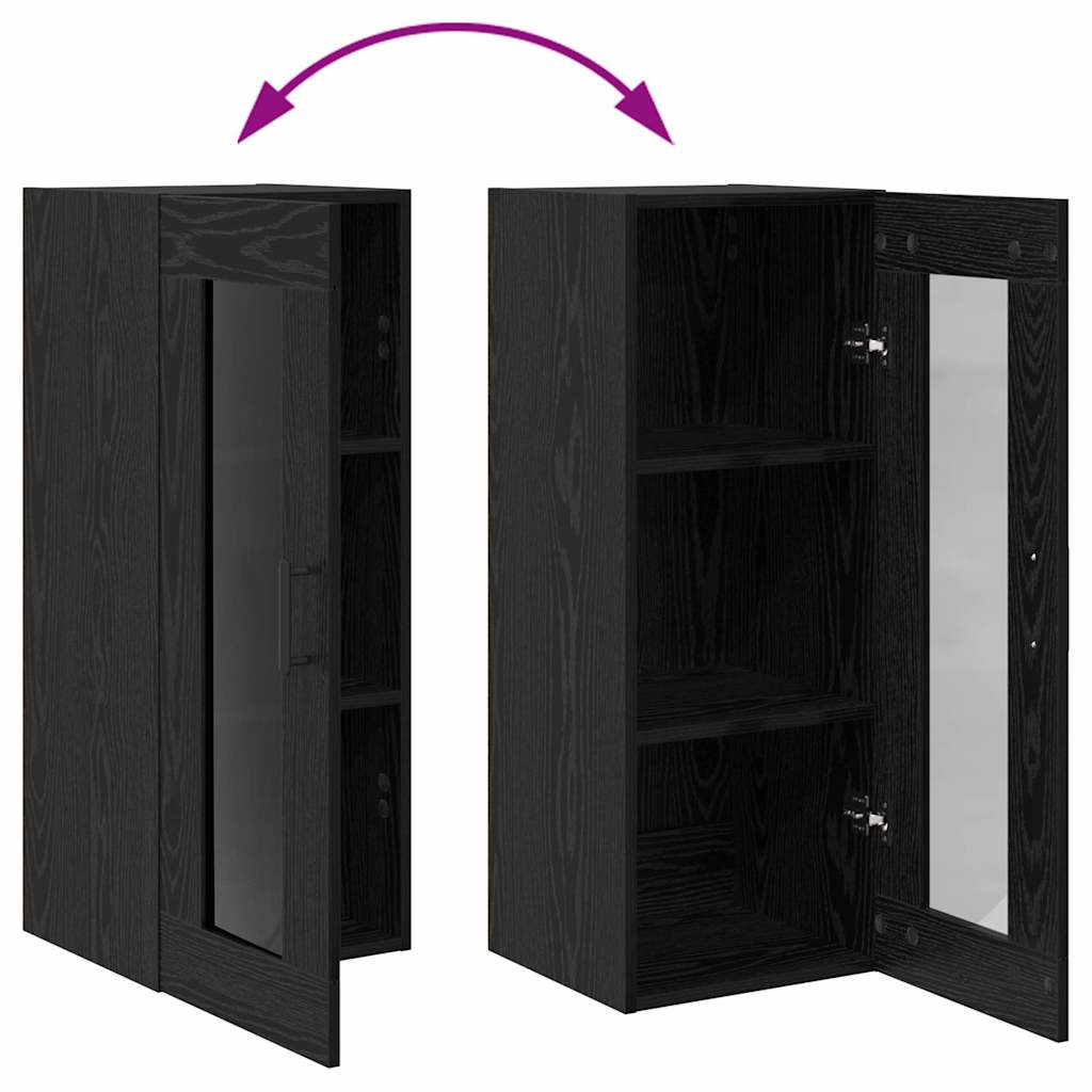 Highboard Schwarz Eichen-Optik 34,5 x 34 x 180 cm Holzwerkstoff