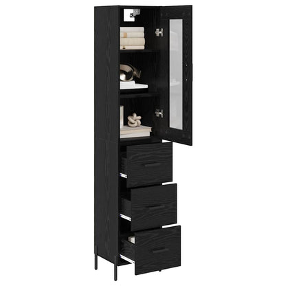 Highboard Schwarz Eichen-Optik 34,5 x 34 x 180 cm Holzwerkstoff
