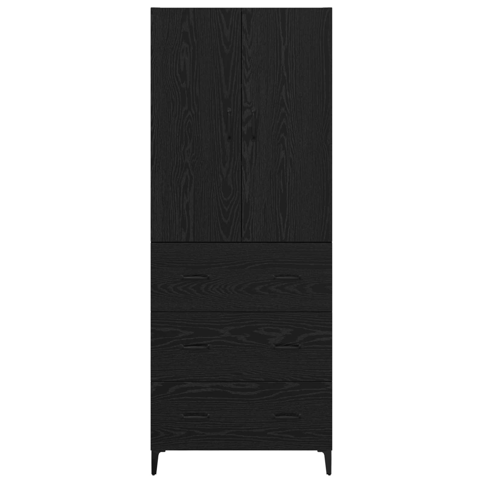 Highboard Schwarz Eichen-Optik 69,5 x 34 x 180 cm Holzwerkstoff
