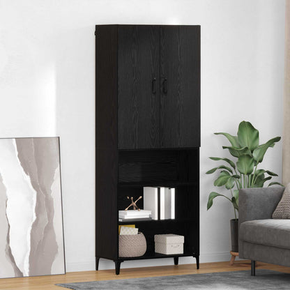 Highboard Schwarz Eichen-Optik 69,5 x 34 x 180 cm Holzwerkstoff