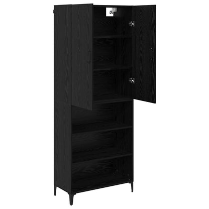 Highboard Schwarz Eichen-Optik 69,5 x 34 x 180 cm Holzwerkstoff
