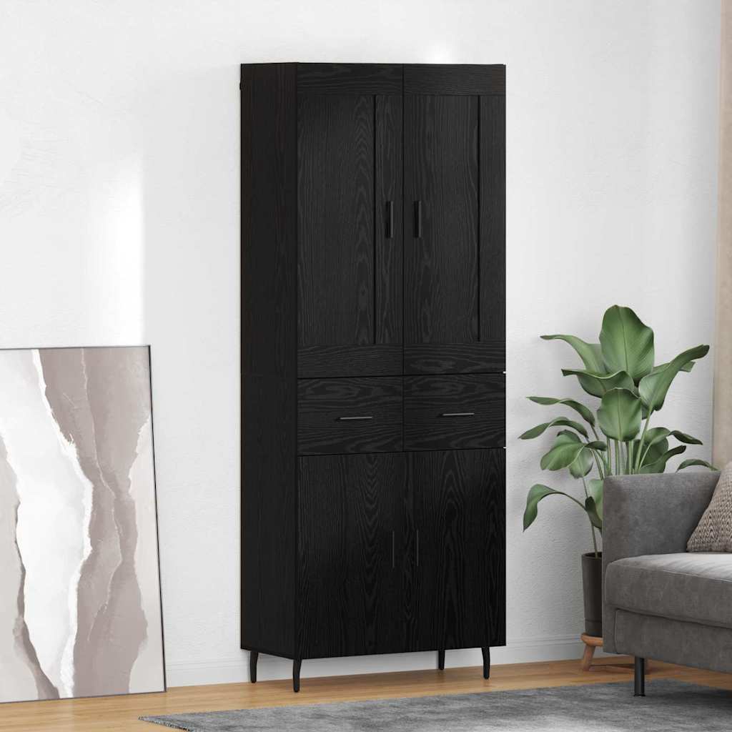 Highboard 2 pcs Schwarz Eichen-Optik Holzwerkstoff