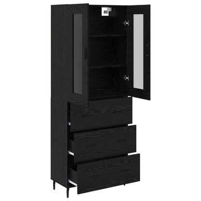 Highboard 2 stk. Schwarz Eichen-Optik 69,5 x 34 x 180 cm