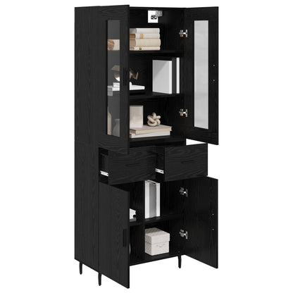 Highboard 2 stk. Schwarz Eichen-Optik 69,5 x 34 x 180 cm