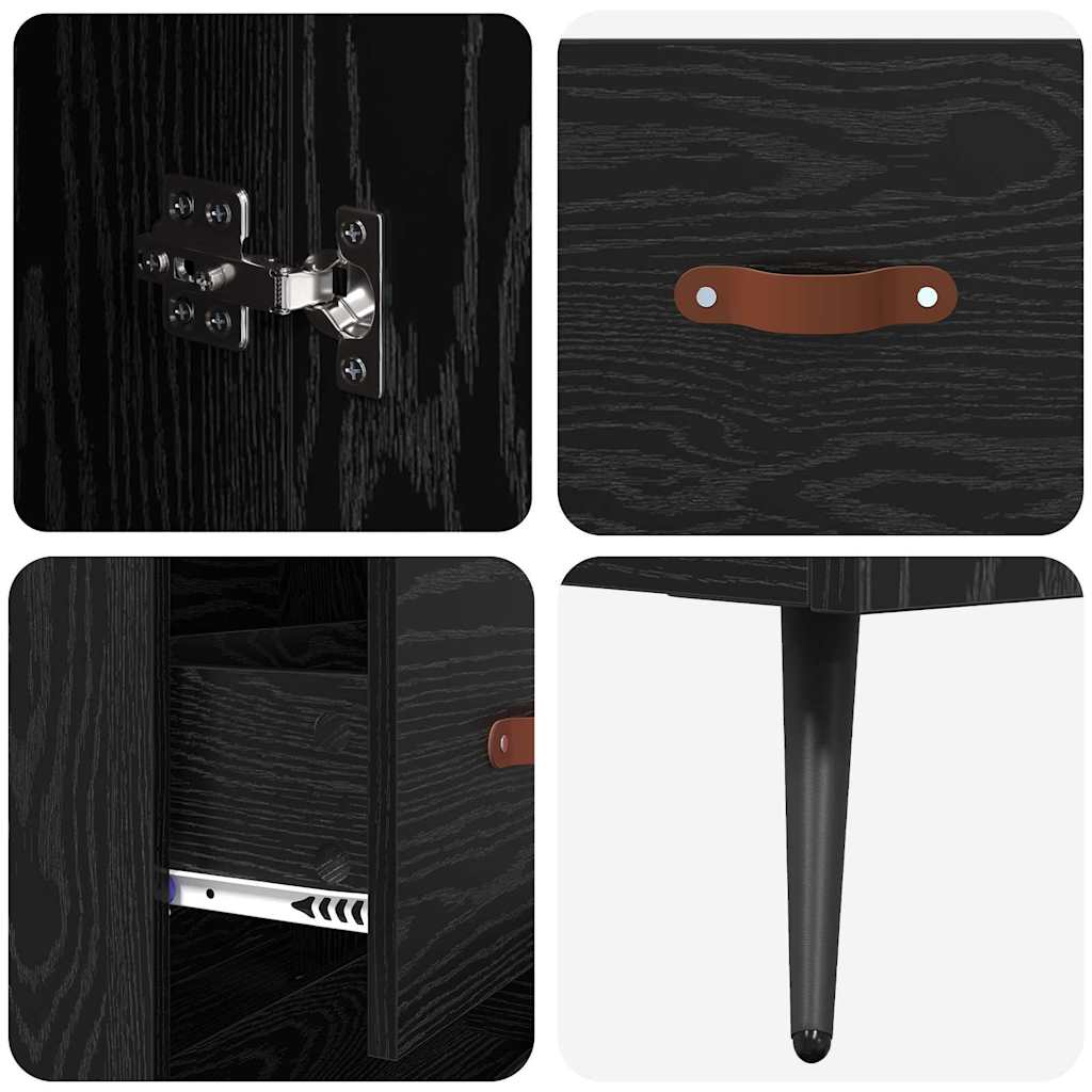 Highboard Schwarz Eichen-Optik 69,5 x 34 x 180 cm Holzwerkstoff