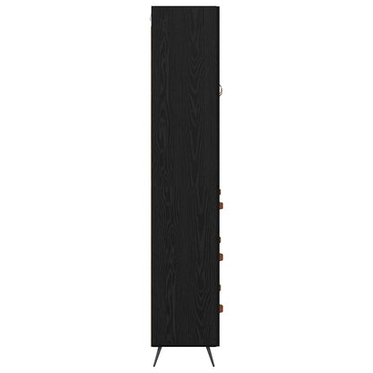 Highboard Schwarz Eichen-Optik 69,5 x 34 x 180 cm Holzwerkstoff