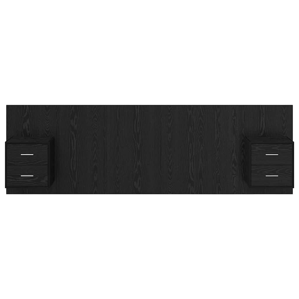 Kopfteil mit Schrank 3 pcs Schwarz Eichen-Optik Holzwerkstoff