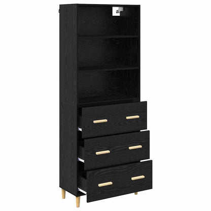 Highboard Schwarz Eichen-Optik 69,5 x 32,5 x 180 cm