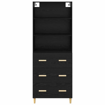 Highboard Schwarz Eichen-Optik 69,5 x 32,5 x 180 cm