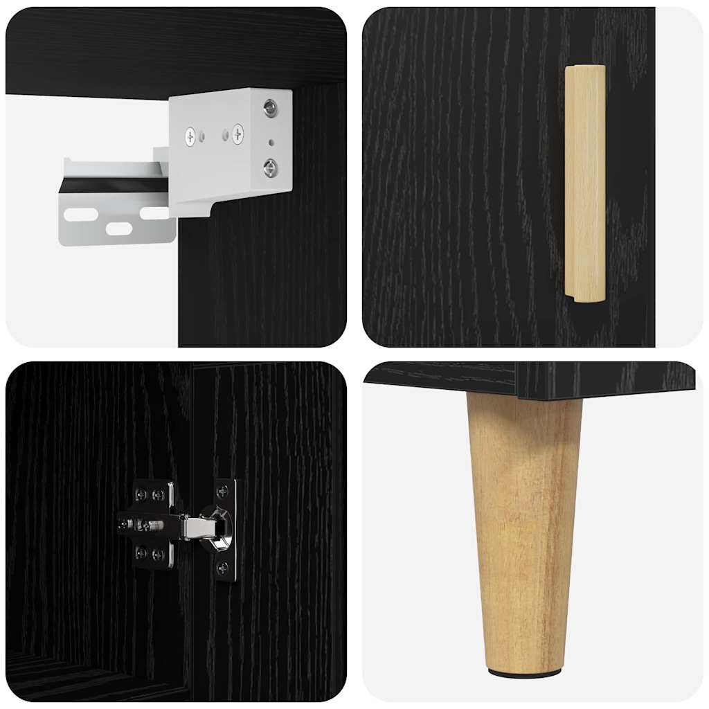 Highboard Schwarz Eichen-Optik 69,5 x 32,5 x 180 cm