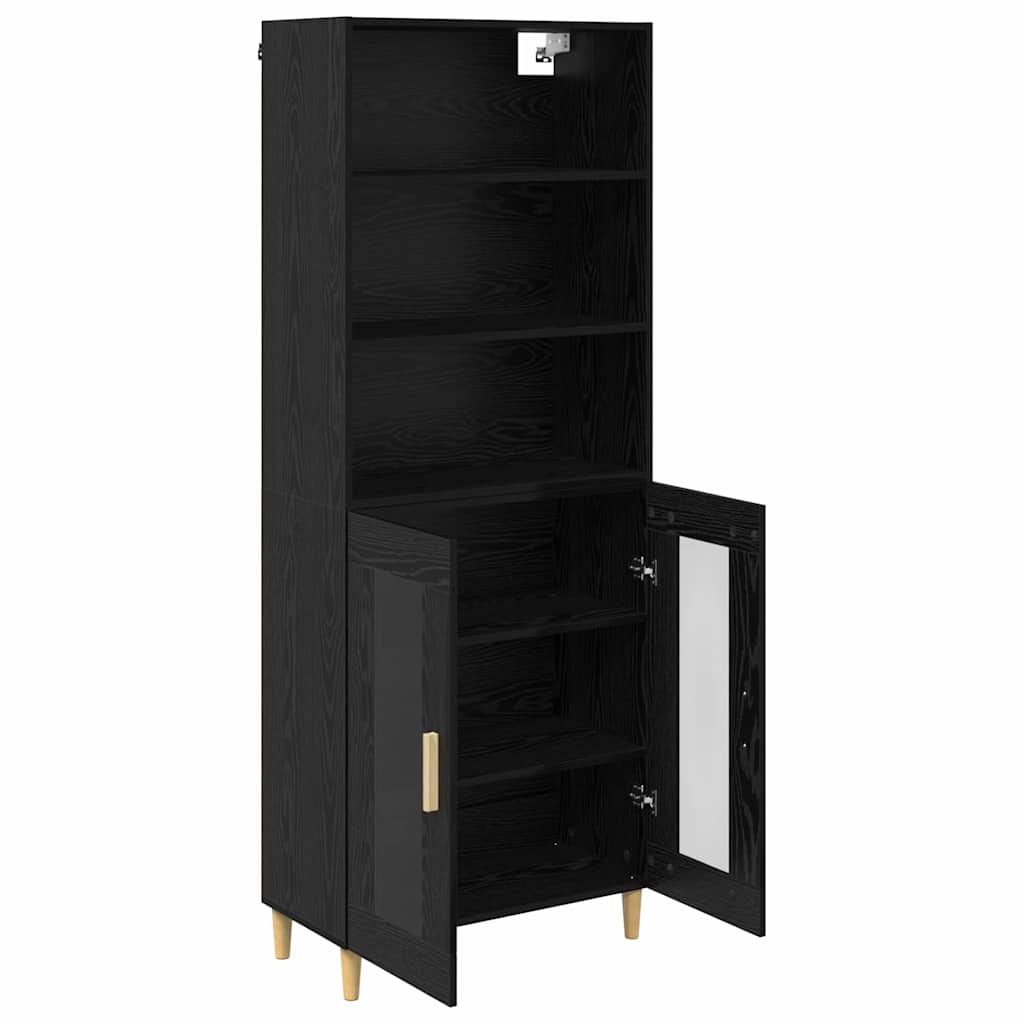 Highboard Schwarz Eichen-Optik 69,5 x 32,5 x 180 cm