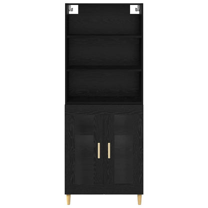 Highboard Schwarz Eichen-Optik 69,5 x 32,5 x 180 cm