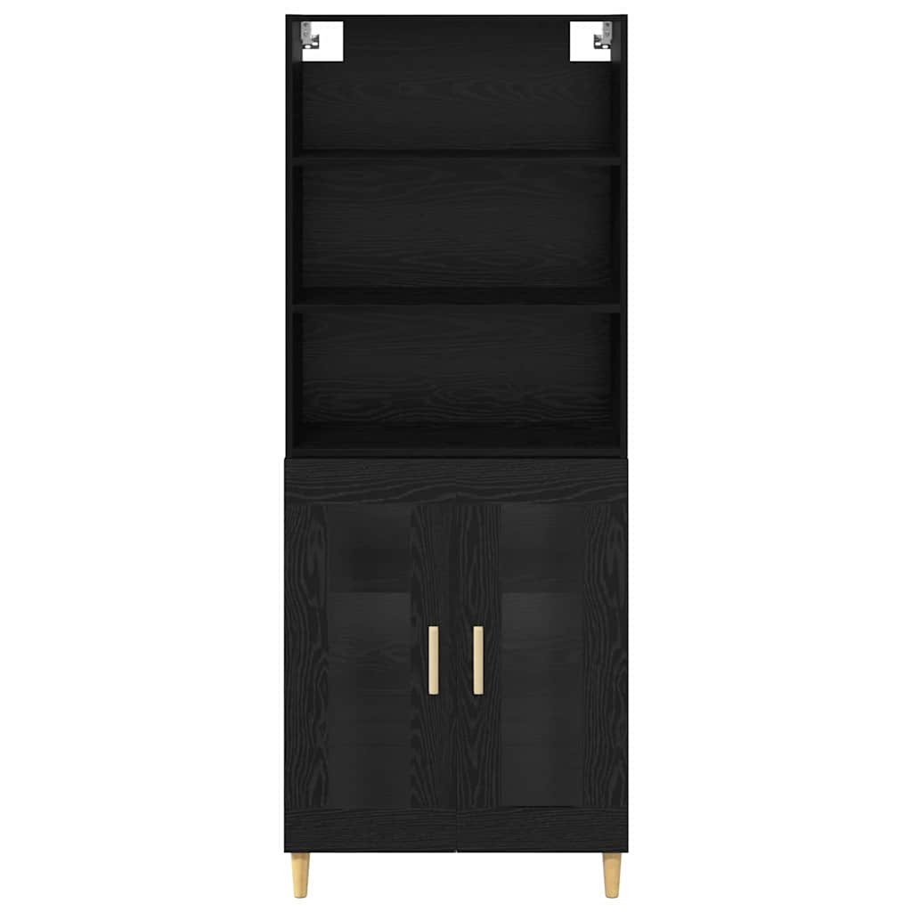 Highboard Schwarz Eichen-Optik 69,5 x 32,5 x 180 cm