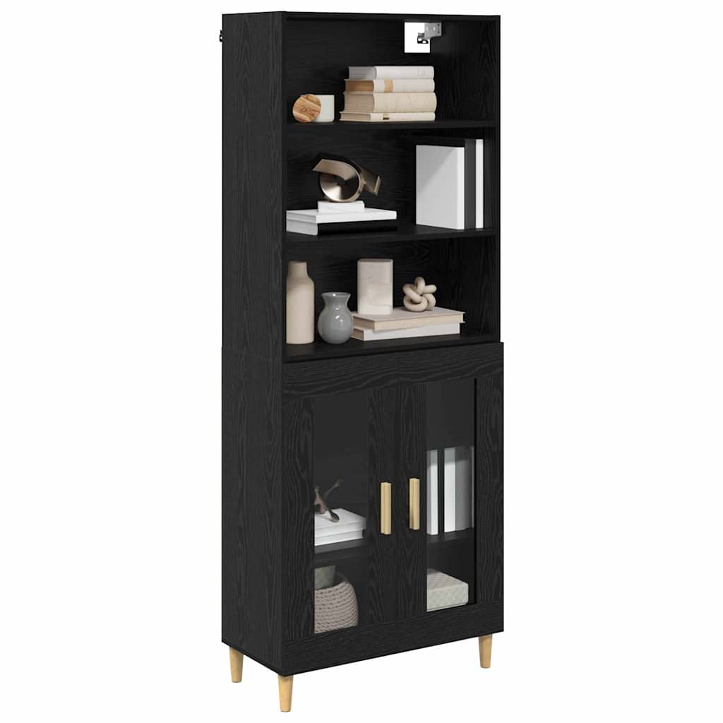 Highboard Schwarz Eichen-Optik 69,5 x 32,5 x 180 cm