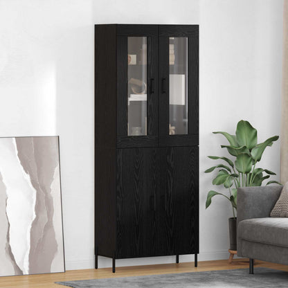 Highboard Schwarz Eichen-Optik 69,5 x 34 x 180 cm Holzwerkstoff