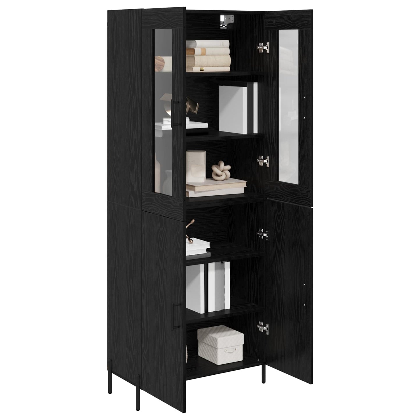 Highboard Schwarz Eichen-Optik 69,5 x 34 x 180 cm Holzwerkstoff