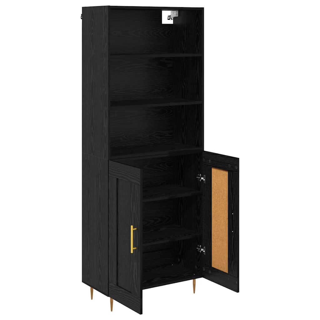Highboard Schwarz Eichen-Optik 69,5 x 34 x 180 cm Holzwerkstoff