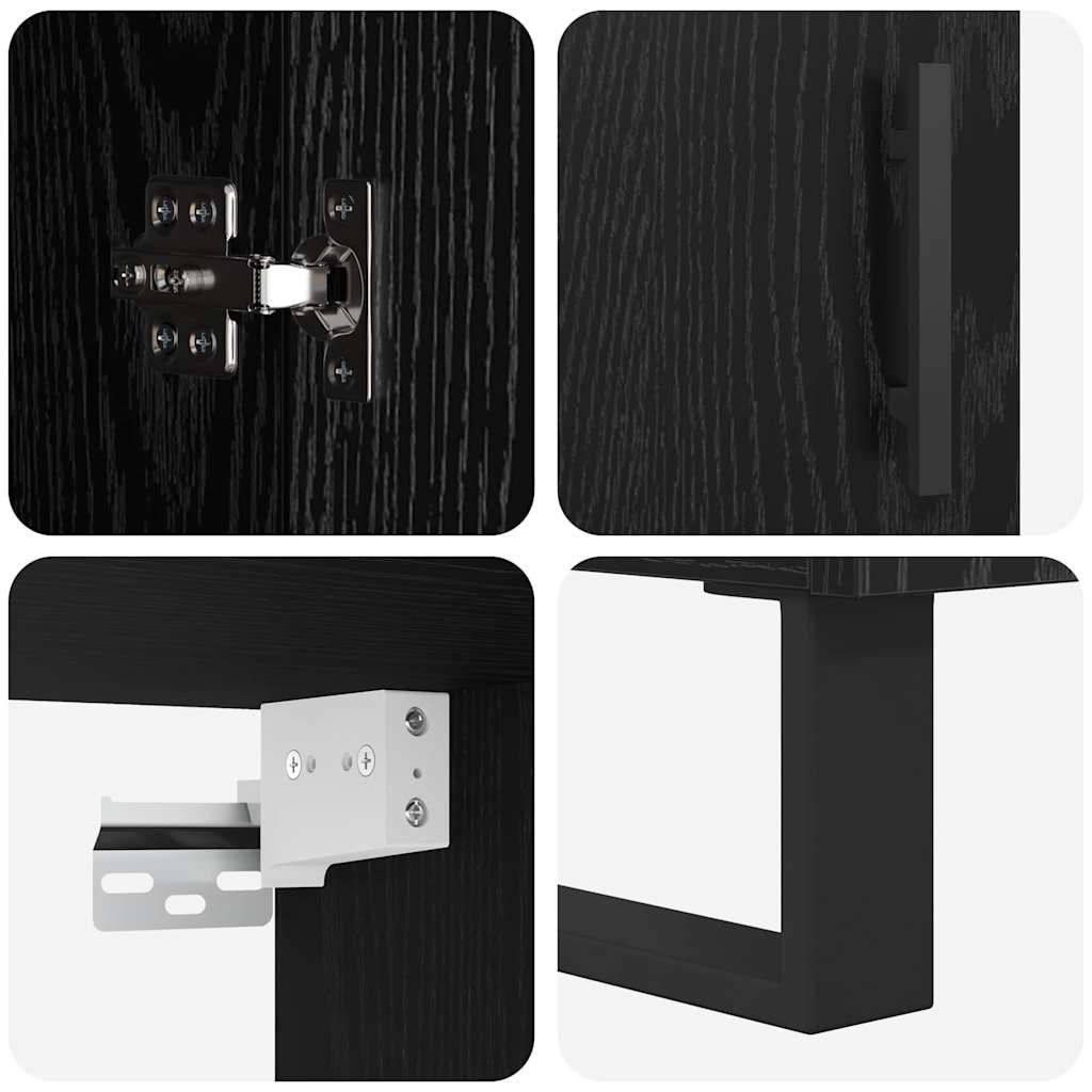 Highboard 2 stk. Schwarz Eichen-Optik 69,5 x 34 x 180 cm