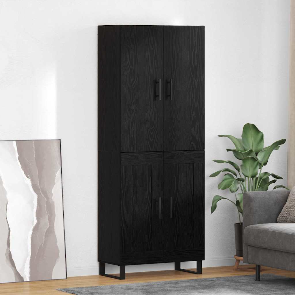 Highboard 2 stk. Schwarz Eichen-Optik 69,5 x 34 x 180 cm