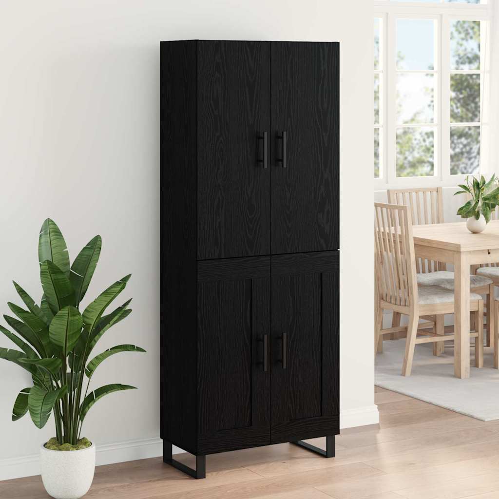 Highboard 2 stk. Schwarz Eichen-Optik 69,5 x 34 x 180 cm