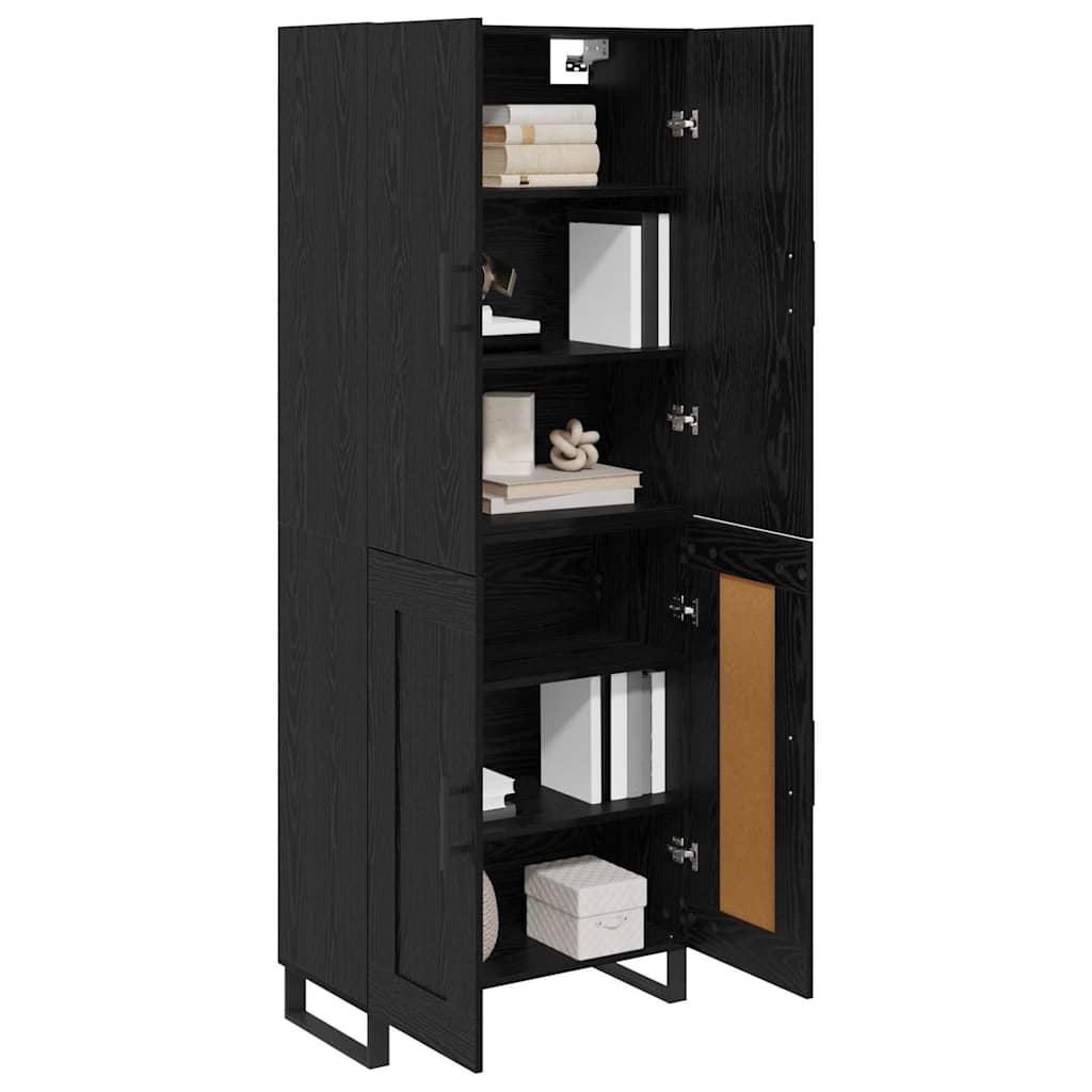 Highboard 2 stk. Schwarz Eichen-Optik 69,5 x 34 x 180 cm