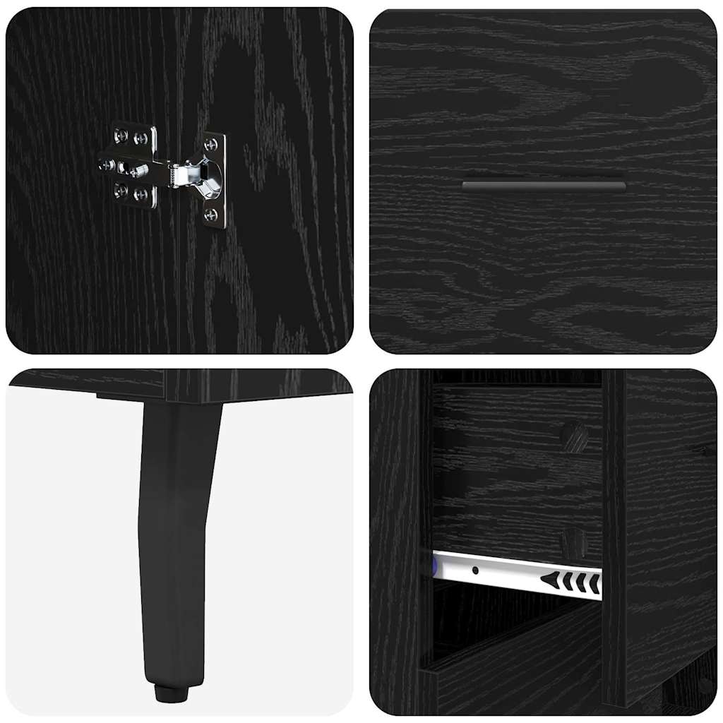 Highboard 2 Stk. Schwarz Eichen-Optik 69,5 x 34 x 180 cm