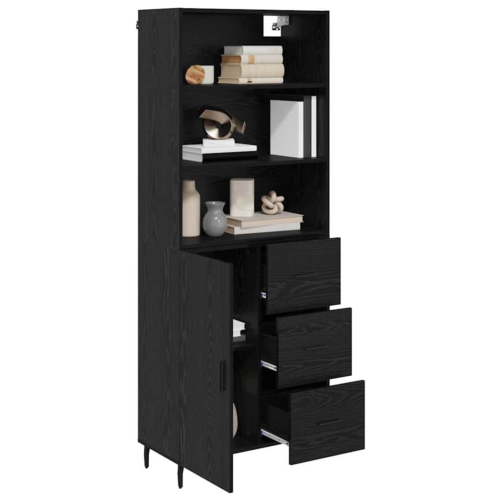 Highboard 2 Stk. Schwarz Eichen-Optik 69,5 x 34 x 180 cm