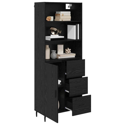 Highboard 2 Stk. Schwarz Eichen-Optik 69,5 x 34 x 180 cm