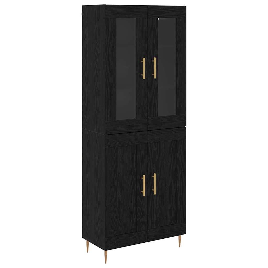 Highboard 2 stk. Schwarz Eichen-Optik 69,5 x 34 x 180 cm