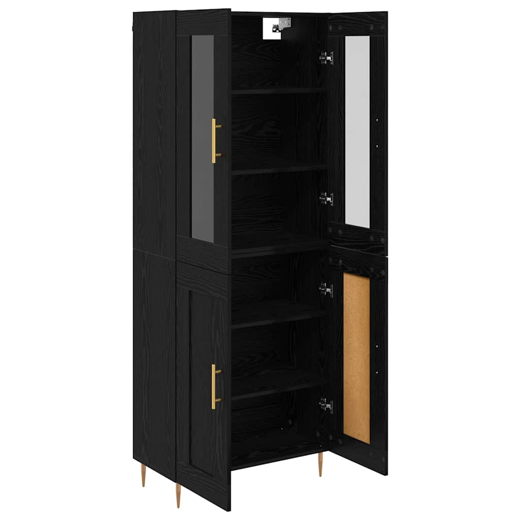 Highboard 2 stk. Schwarz Eichen-Optik 69,5 x 34 x 180 cm