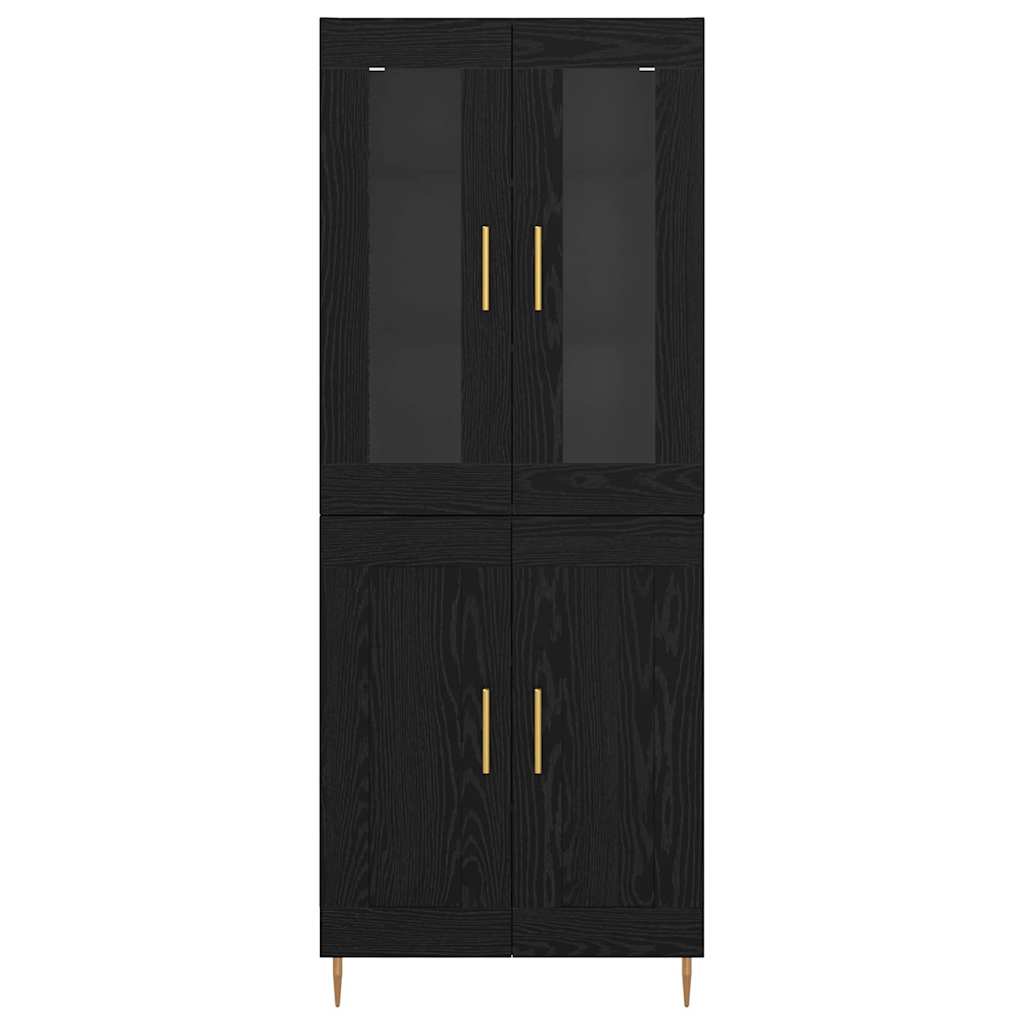 Highboard 2 stk. Schwarz Eichen-Optik 69,5 x 34 x 180 cm