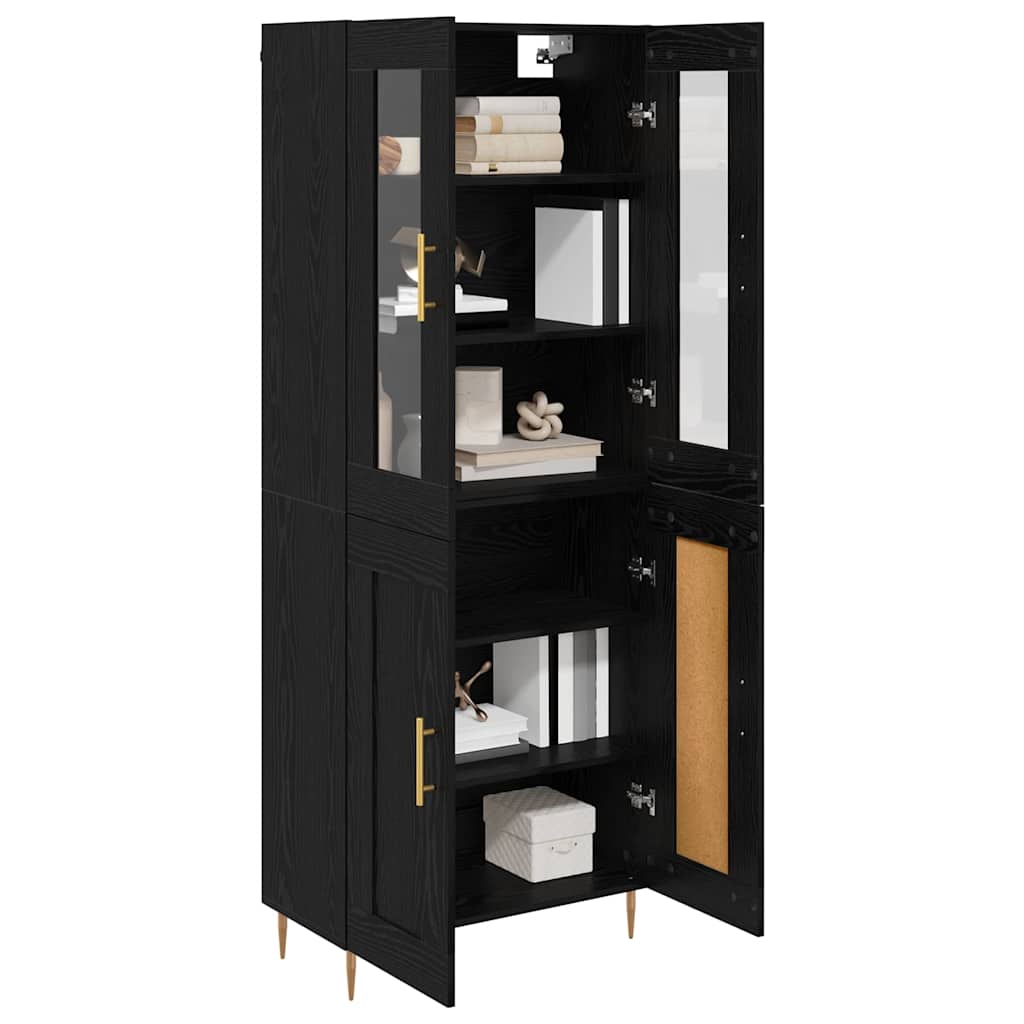 Highboard 2 stk. Schwarz Eichen-Optik 69,5 x 34 x 180 cm