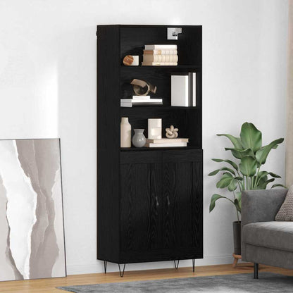 Highboard 2 stk. Schwarz Eichen-Optik 69,5 x 34 x 180 cm