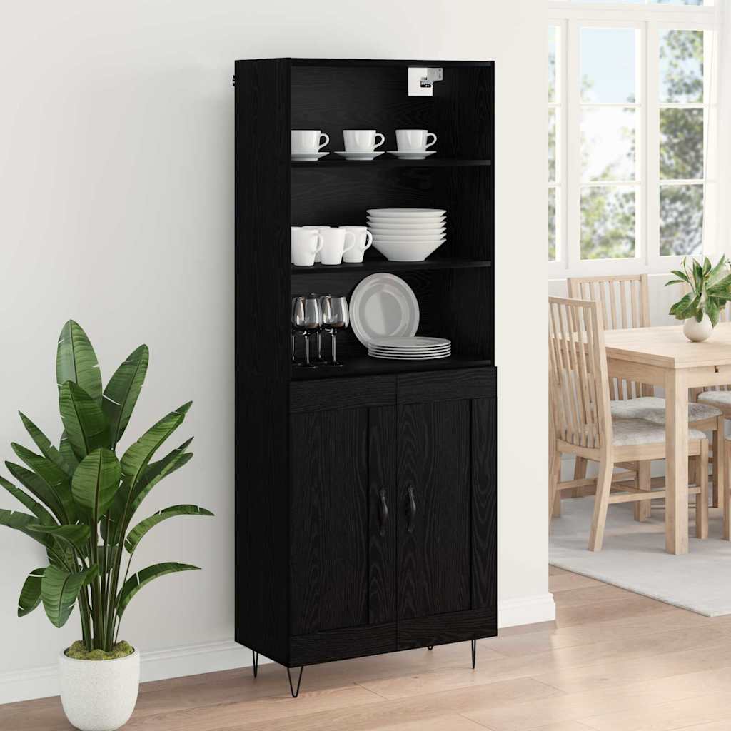 Highboard 2 stk. Schwarz Eichen-Optik 69,5 x 34 x 180 cm
