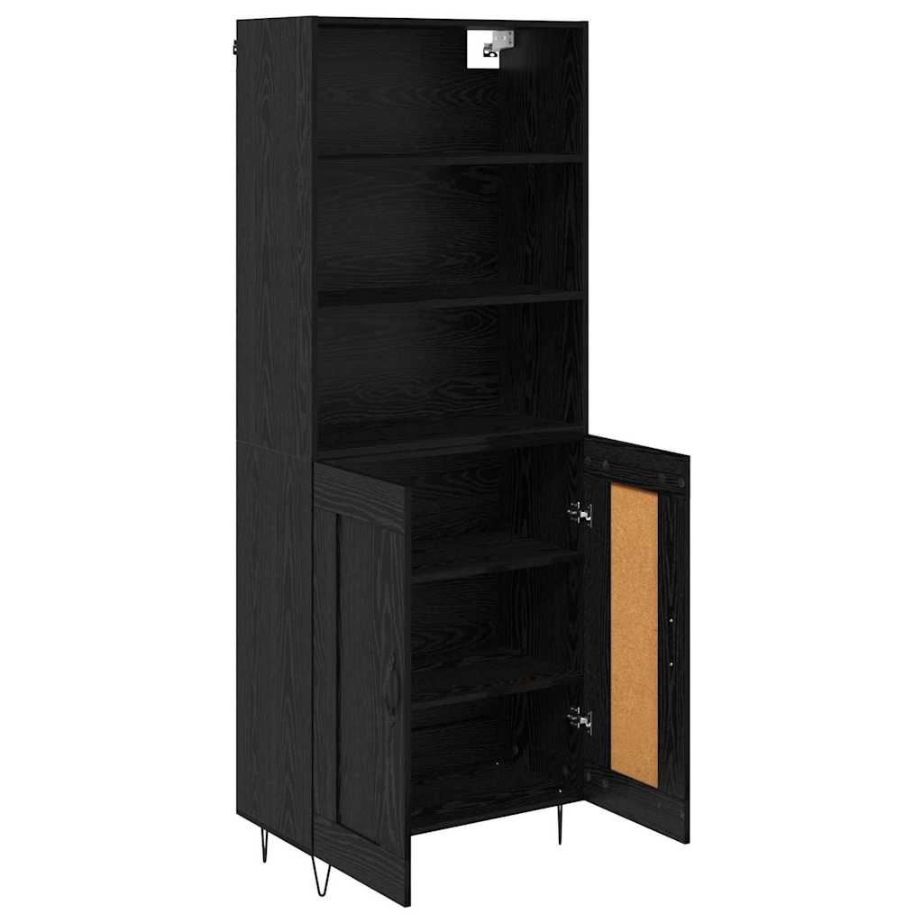 Highboard 2 stk. Schwarz Eichen-Optik 69,5 x 34 x 180 cm