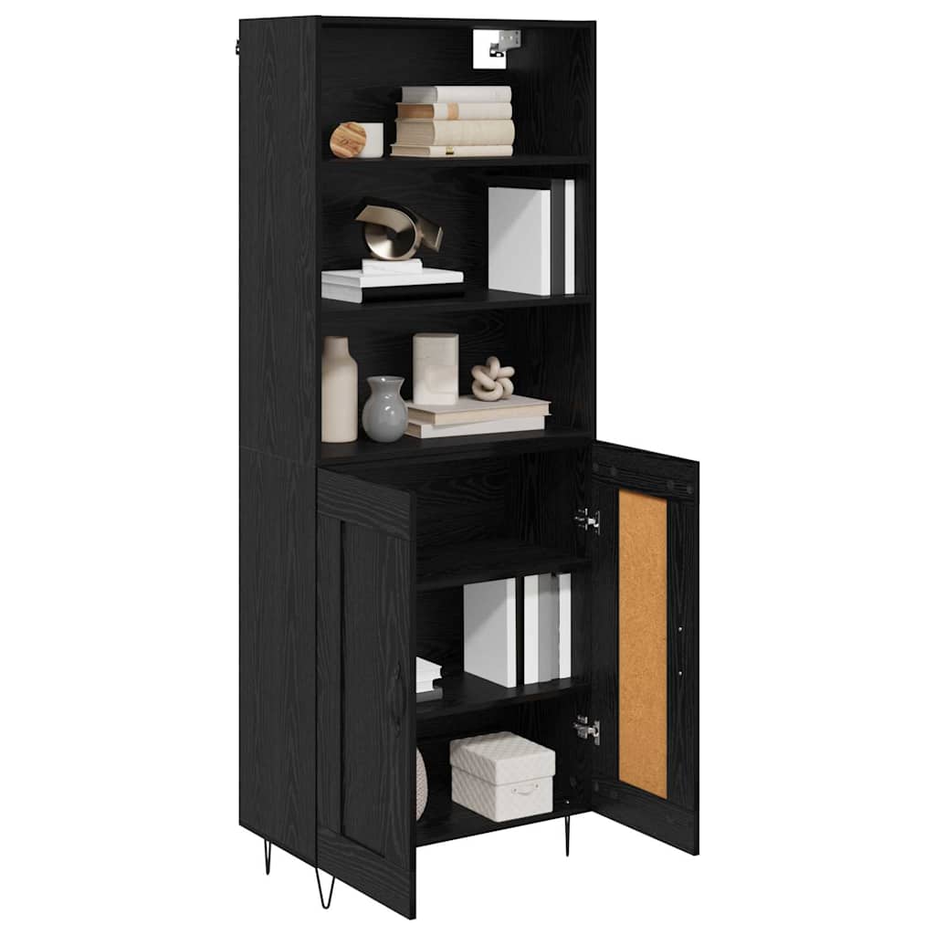 Highboard 2 stk. Schwarz Eichen-Optik 69,5 x 34 x 180 cm