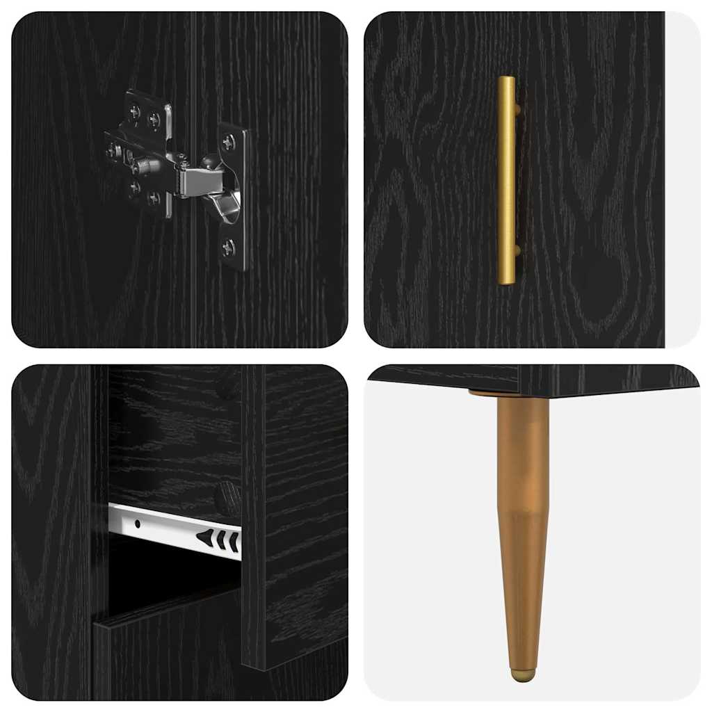 Highboard 2 stk. Schwarz Eichen-Optik 69,5 x 34 x 180 cm
