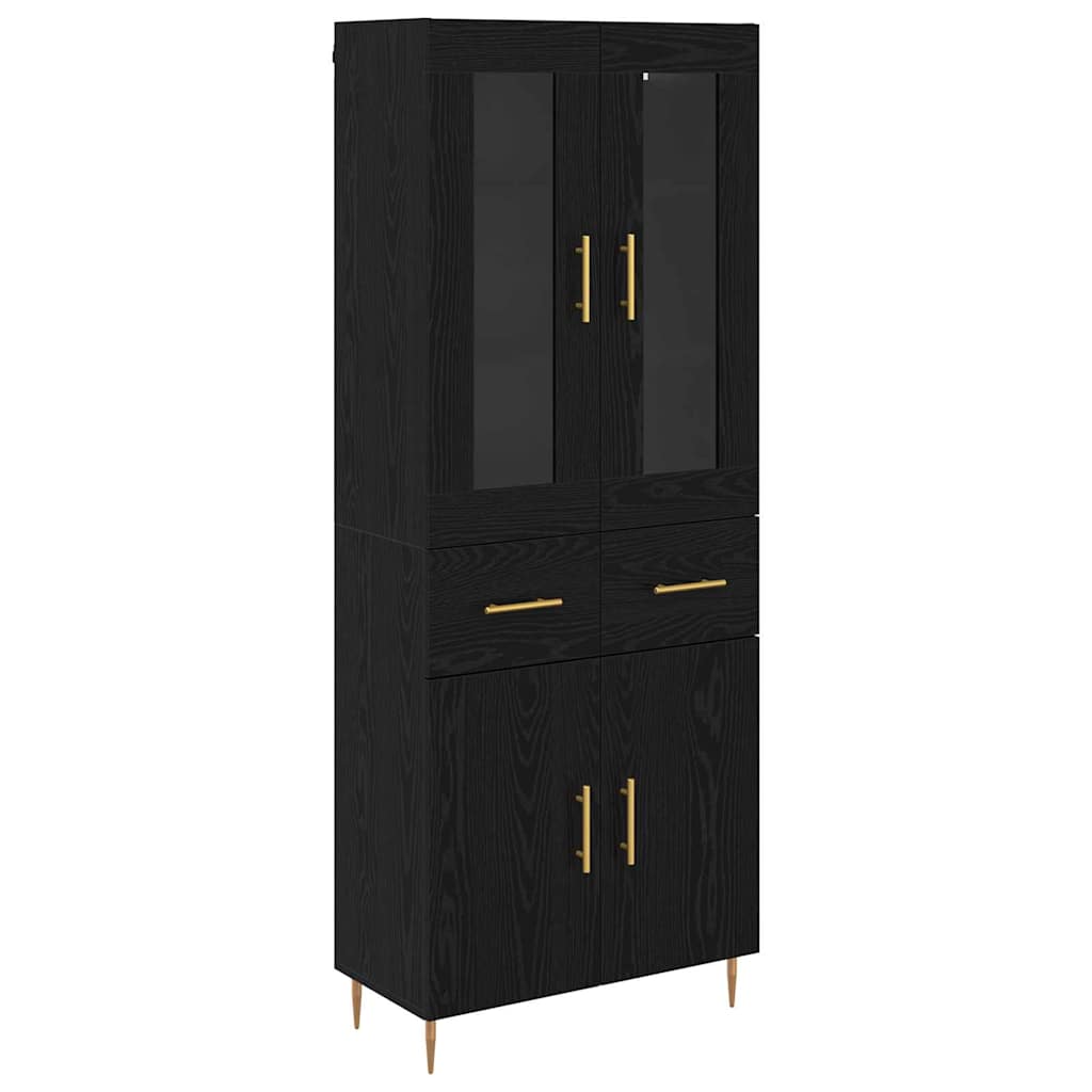Highboard 2 stk. Schwarz Eichen-Optik 69,5 x 34 x 180 cm